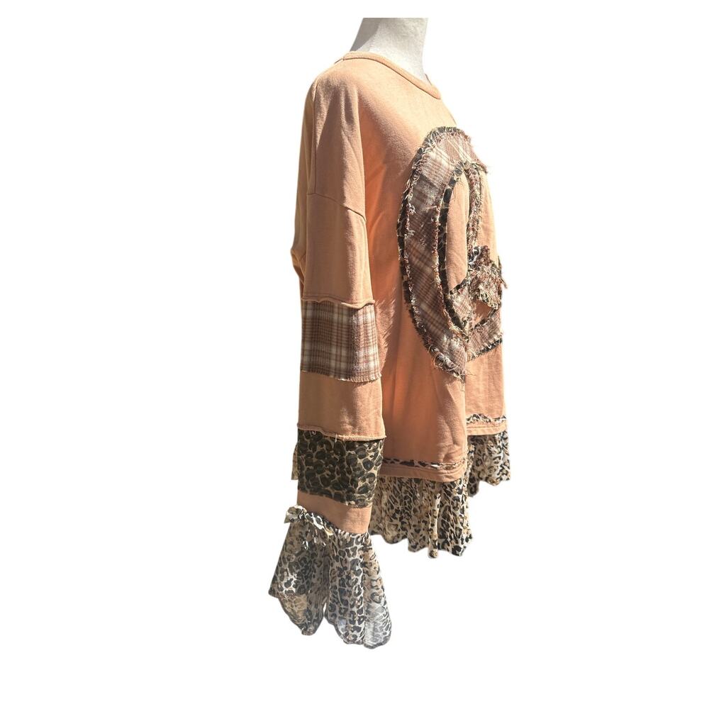 Upcycled Sage + Fig Peach Unique Patchwork Peace … - image 2